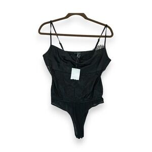 NWT Forever 21 Bodysuit Sleeveless Black Women's Size‎ Small Woven Top